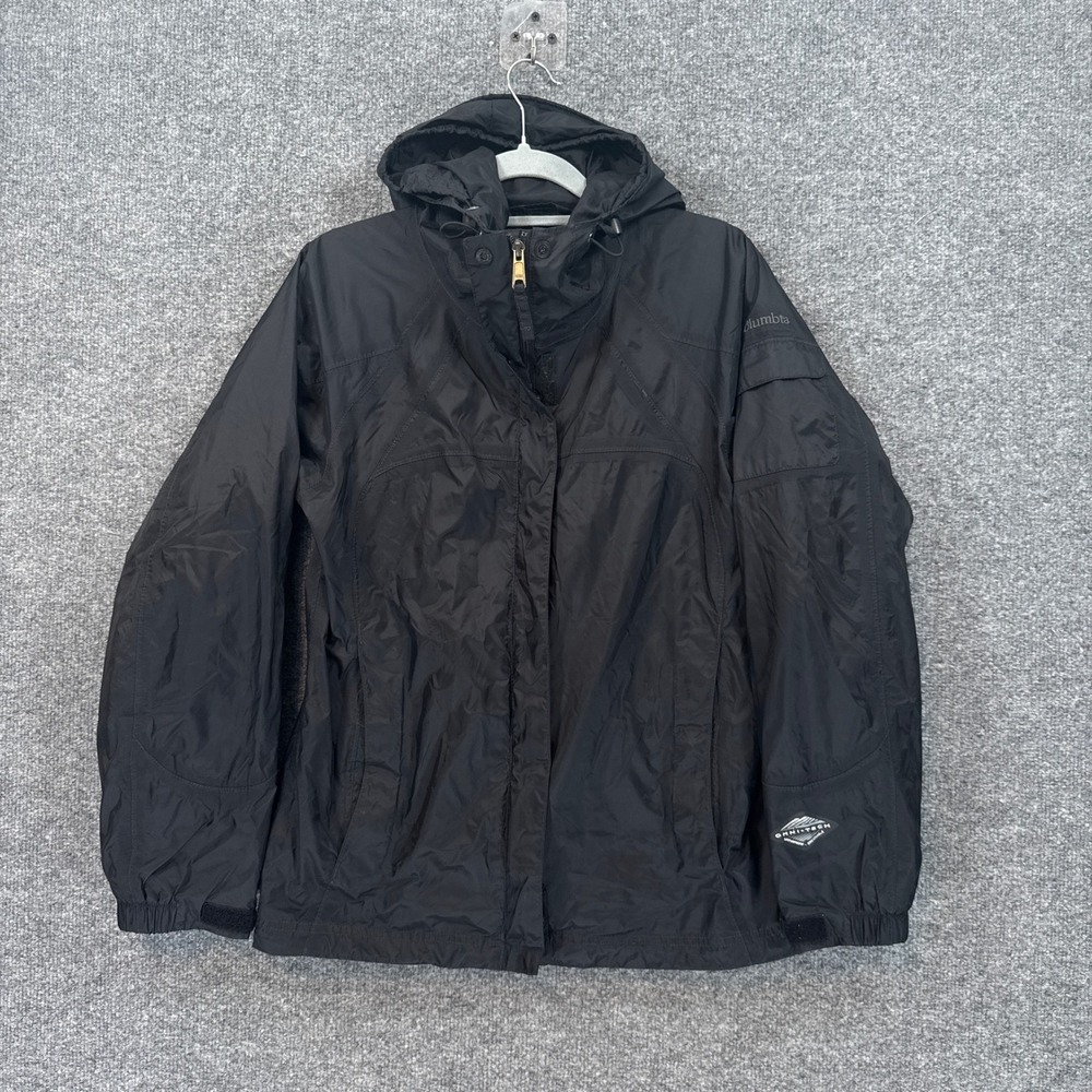 Columbia Jacket Womens Small Black Omni-Tech Waterproof Hooded Rain Shell Coat